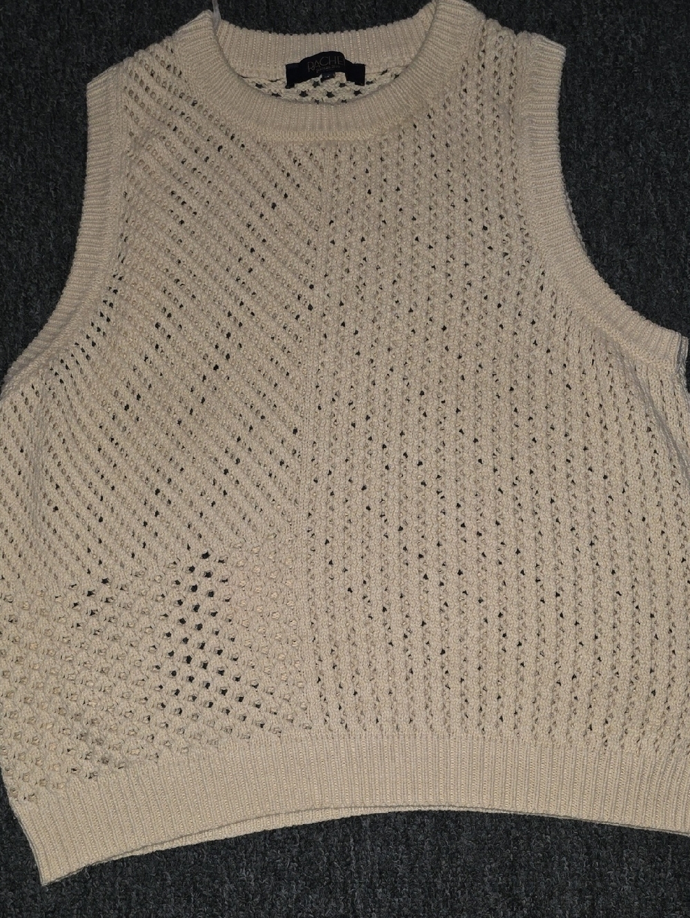 Rachel Roy Womens Cream  Sleeveless Sweater